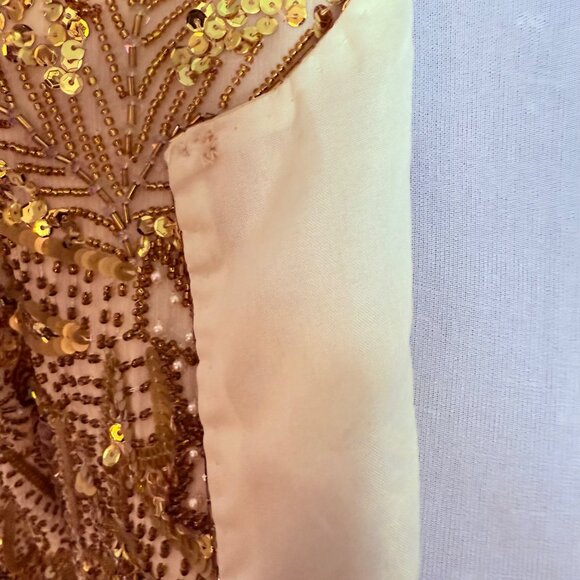 Creative Creations Gold Evening Jacket Womens M Sequin Beaded Embellished VTG - Picture 6 of 14